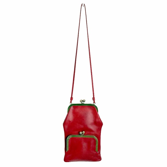 Bonnie Cashin for Coach Swinger Bag Double Frame Kiss Lock Red Leather Vintage - Picture 3 of 15